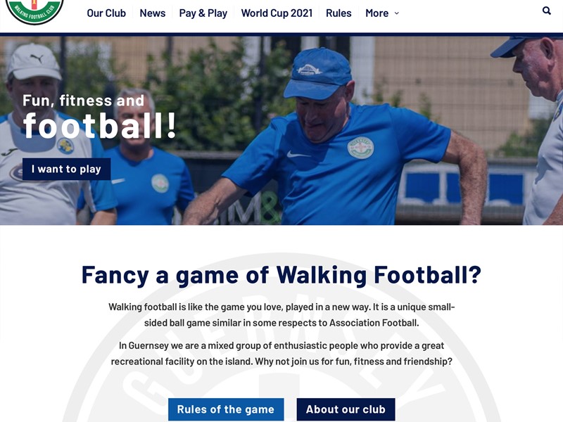 Guernsey Walking Football Club new website 2020